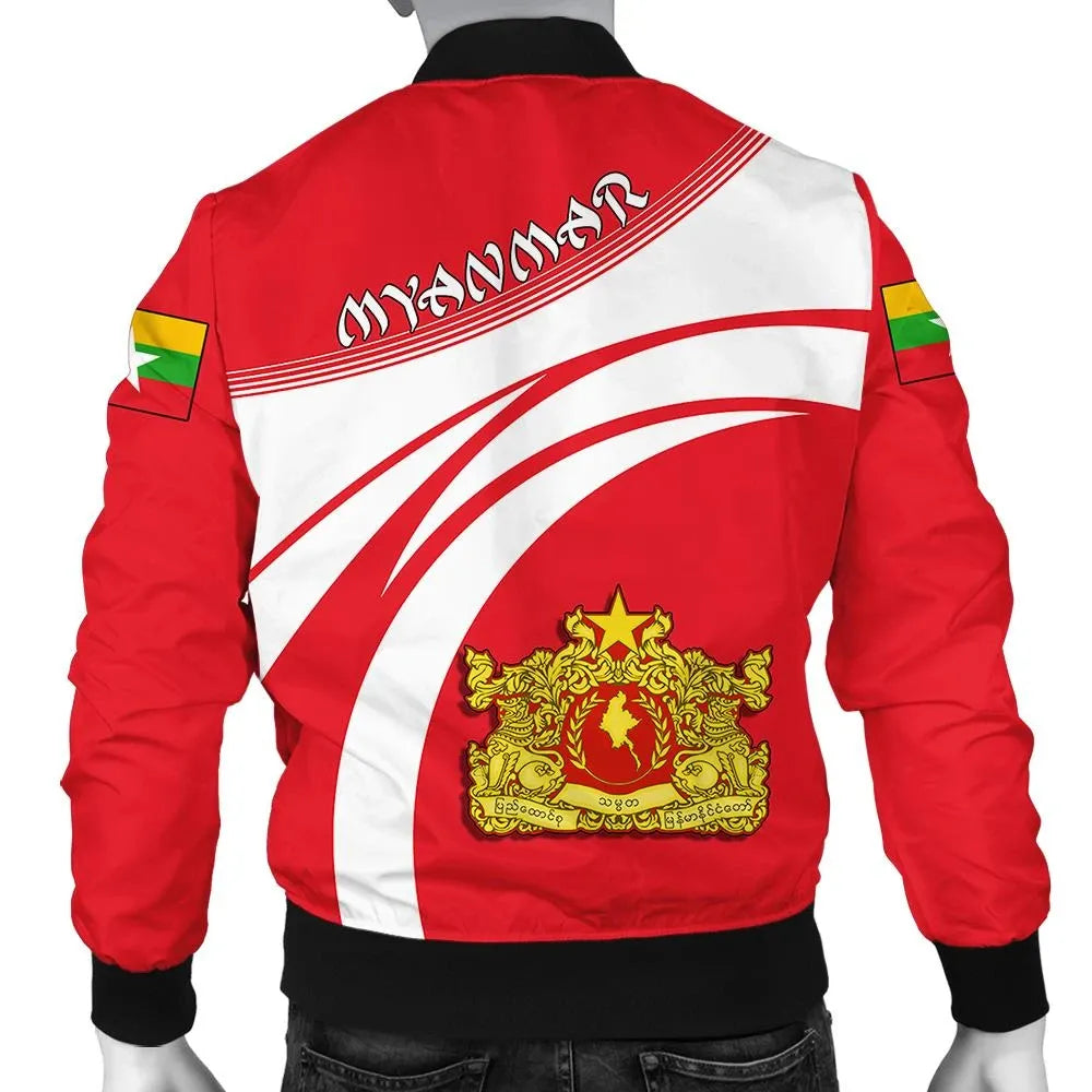 Myanmar Coat Of Arms Men Bomber Jacket Cricket RLT7 - Wonder Print Shop