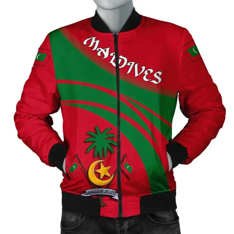 Maldives Coat Of Arms Men Bomber Jacket Cricket RLT12 - Wonder Print Shop