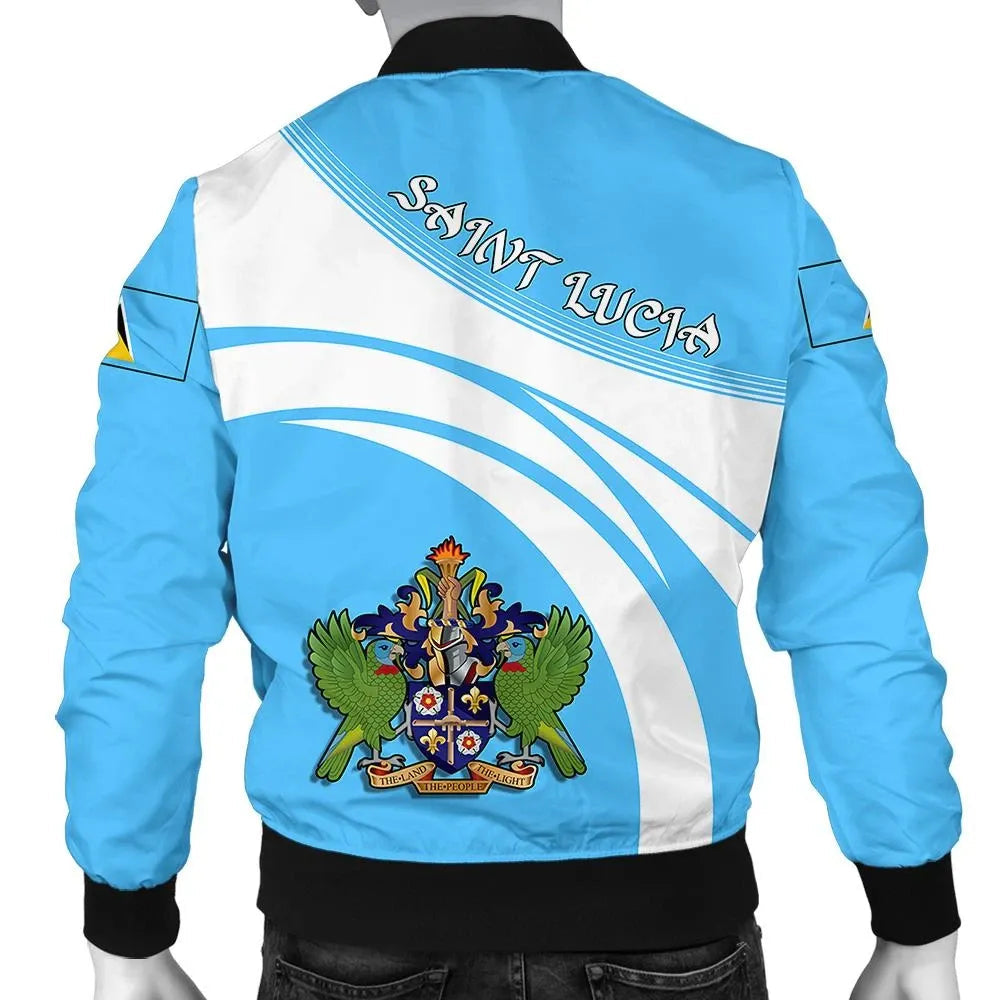 Saint Lucia Coat Of Arms Men Bomber Jacket Sticket RLT6 - Wonder Print Shop