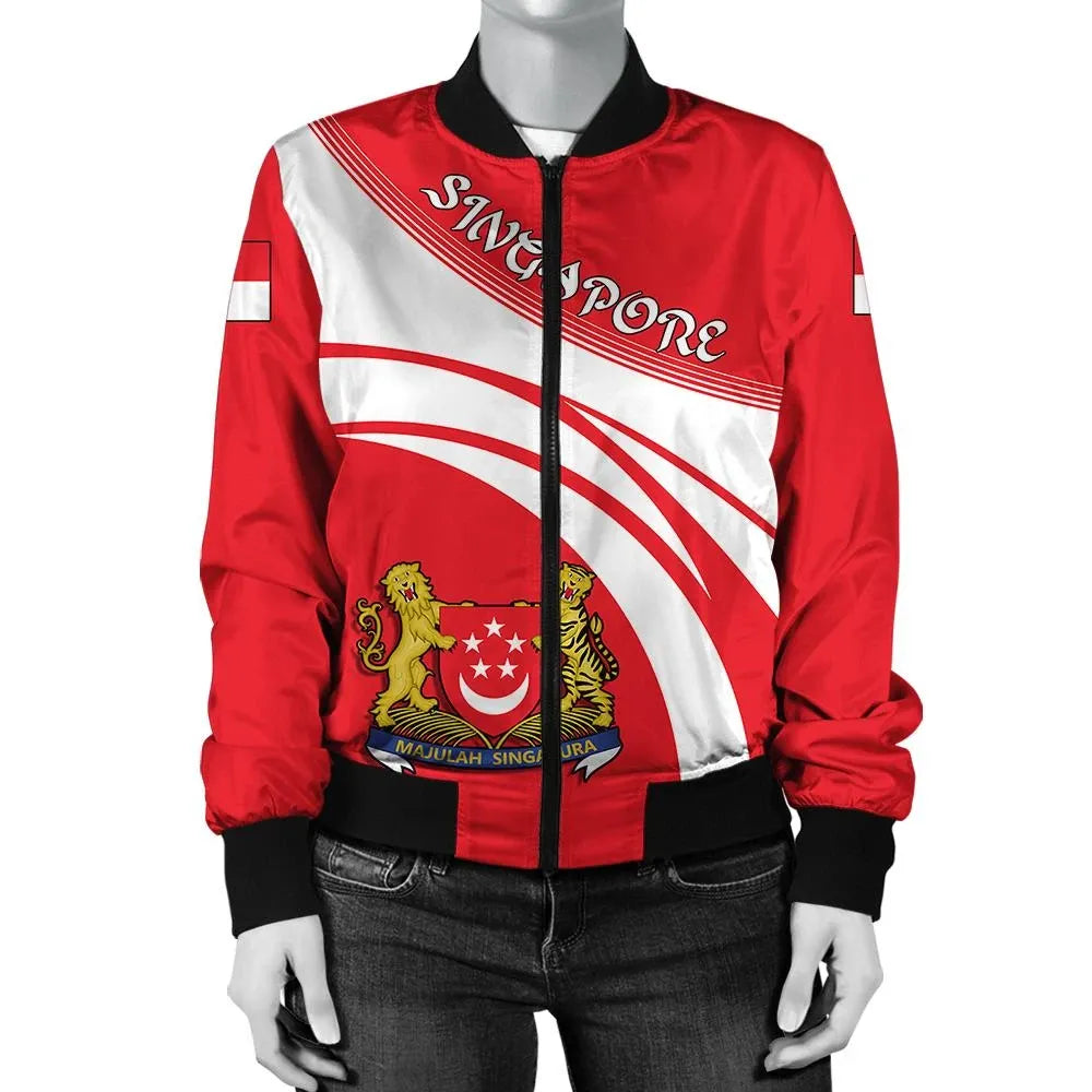 Singapore Coat Of Arms Women Bomber Jacket Sticket RLT13 - Wonder Print Shop