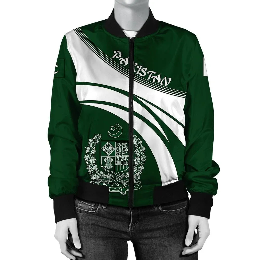 Pakistan Coat Of Arms Women Bomber Jacket Sticket RLT13 - Wonder Print Shop