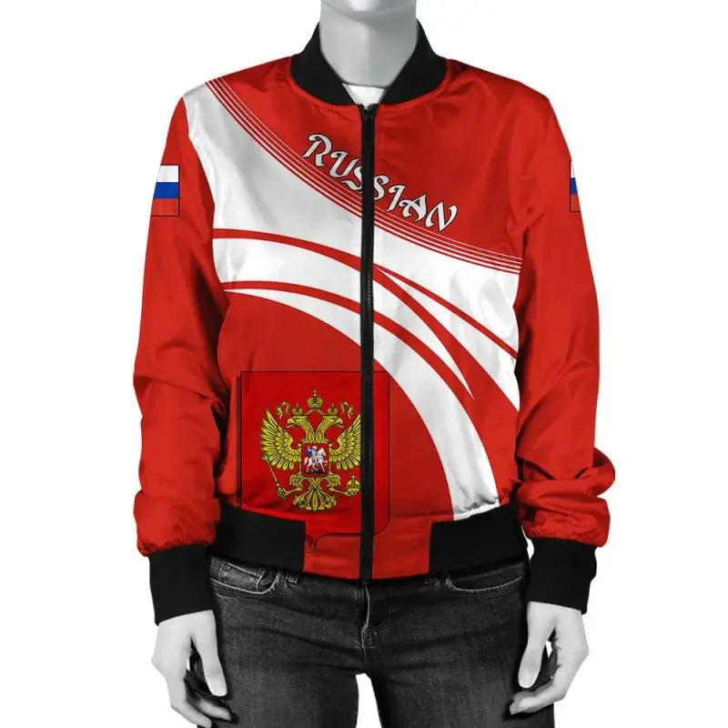 Russian Coat Of Arms Women Bomber Jacket Sticket RLT12 - Wonder Print Shop