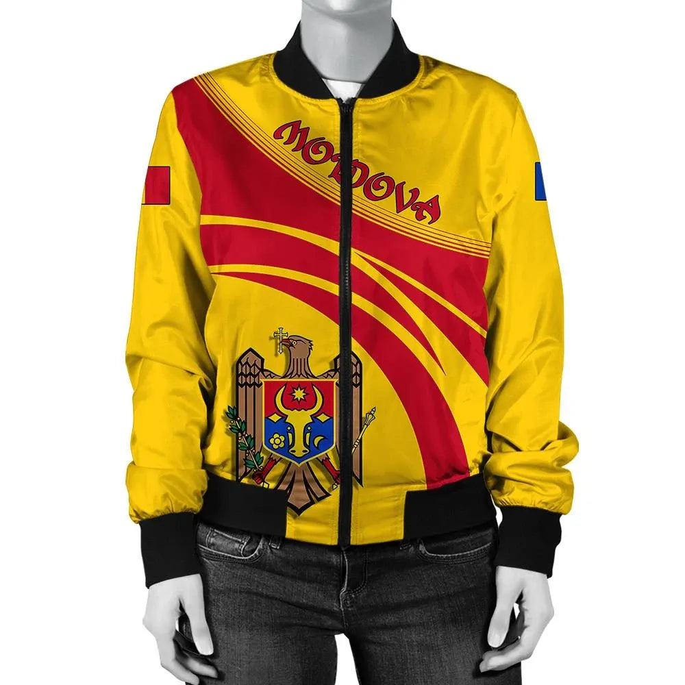 Moldova Coat Of Arms Women Bomber Jacket Cricket RLT13 - Wonder Print Shop