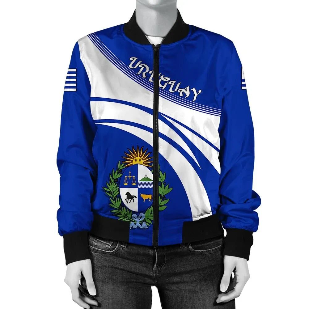 Uruguay Coat Of Arms Women Bomber Jacket Cricket RLT6 - Wonder Print Shop