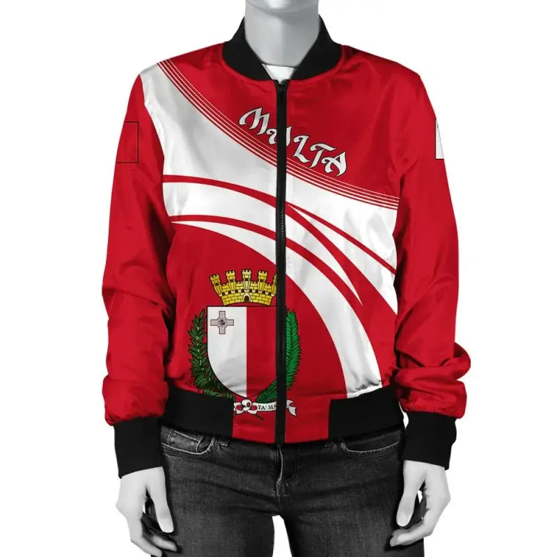 Malta Coat Of Arms Women Bomber Jacket Cricket RLT12 - Wonder Print Shop