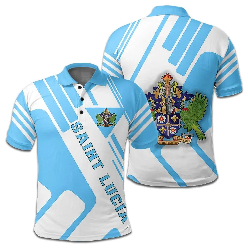 Saint Lucia Polo Shirt Coat Of Arms Rockie RLT6 - Wonder Print Shop