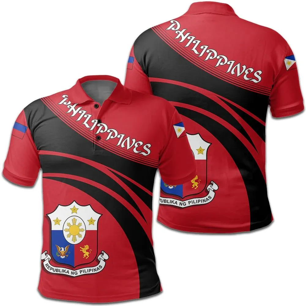 Philippines Polo Shirt Coat Of Arms Cricket Style RLT6 - Wonder Print Shop