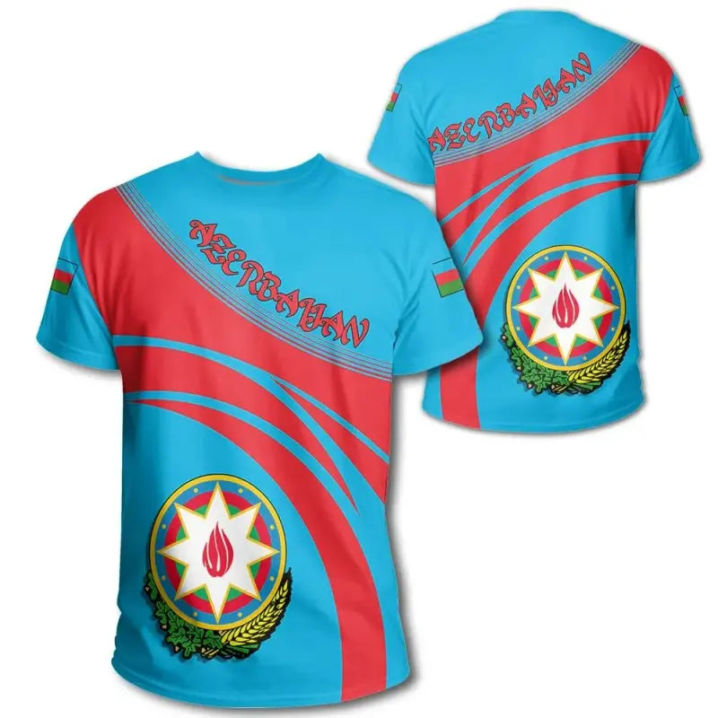 Azerbaijan Coat Of Arms T Shirt Cricket Style RLT8 - Wonder Print Shop