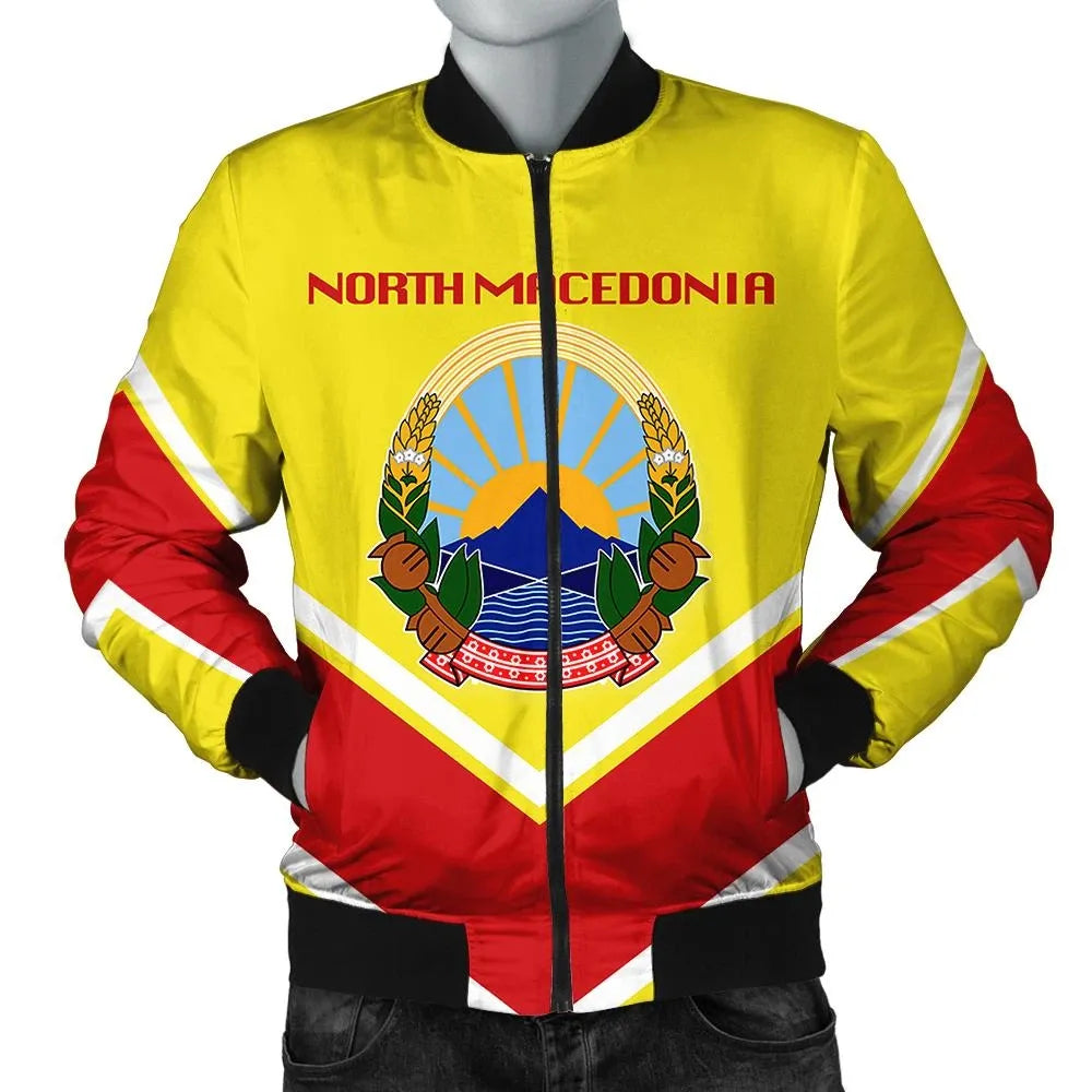 North Macedonia Coat Of Arms Men Bomber Jacket Lucian Style RLT7 - Wonder Print Shop