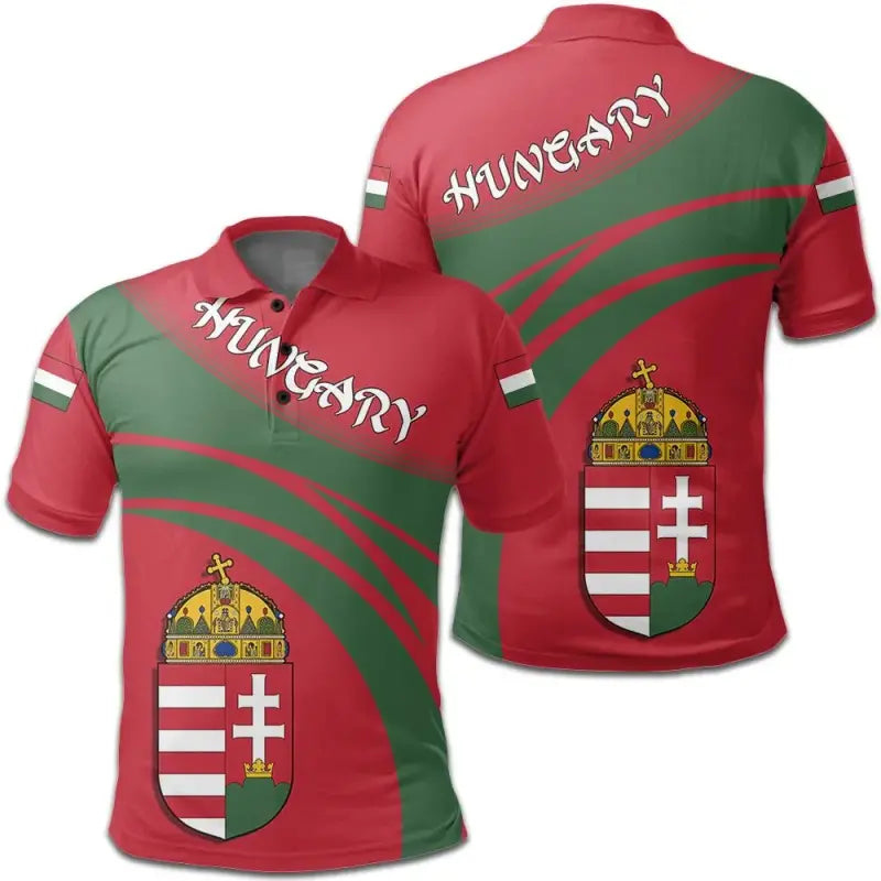 Hungary Polo Shirt Coat Of Arms Cricket Style RLT8 - Wonder Print Shop