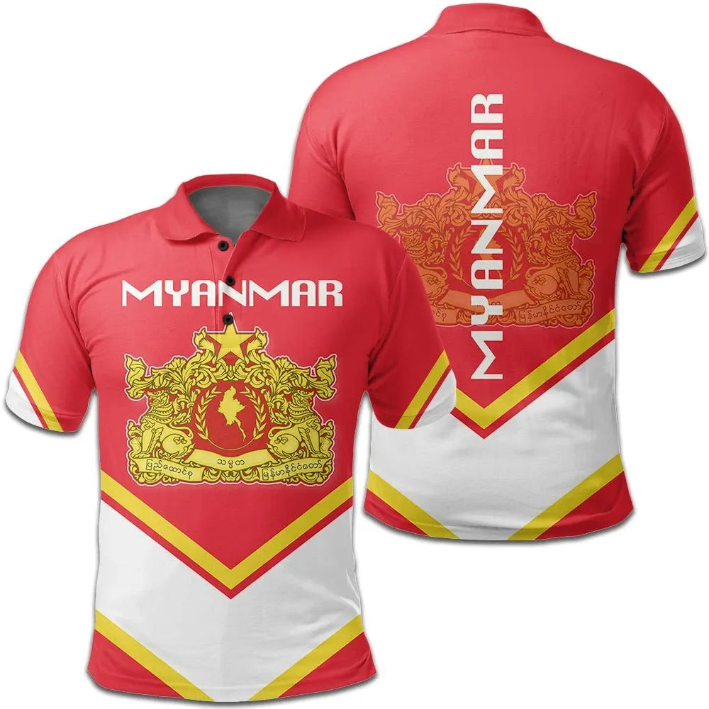 Myanmar Coat Of Arms Polo Lucian Style RLT7 - Wonder Print Shop