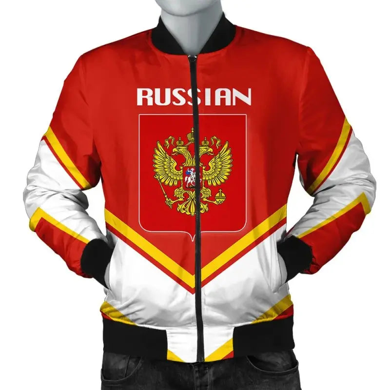 Russian Coat Of Arms Men Bomber Jacket Lucian Style RLT12 - Wonder Print Shop