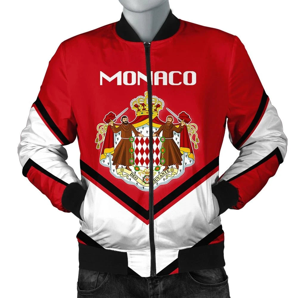 Monaco Coat Of Arms Men Bomber Jacket Lucian Style RLT6 - Wonder Print Shop