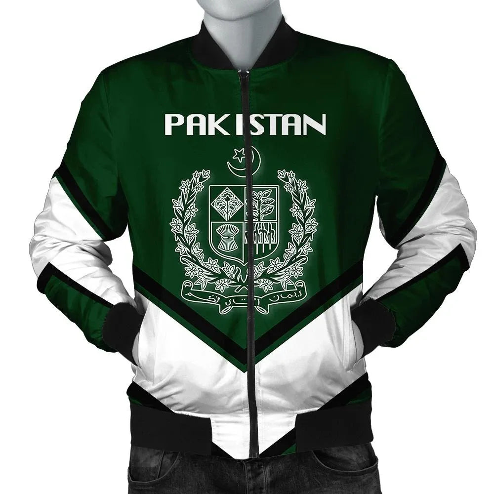 Pakistan Coat Of Arms Men Bomber Jacket Lucian Style RLT13 - Wonder Print Shop