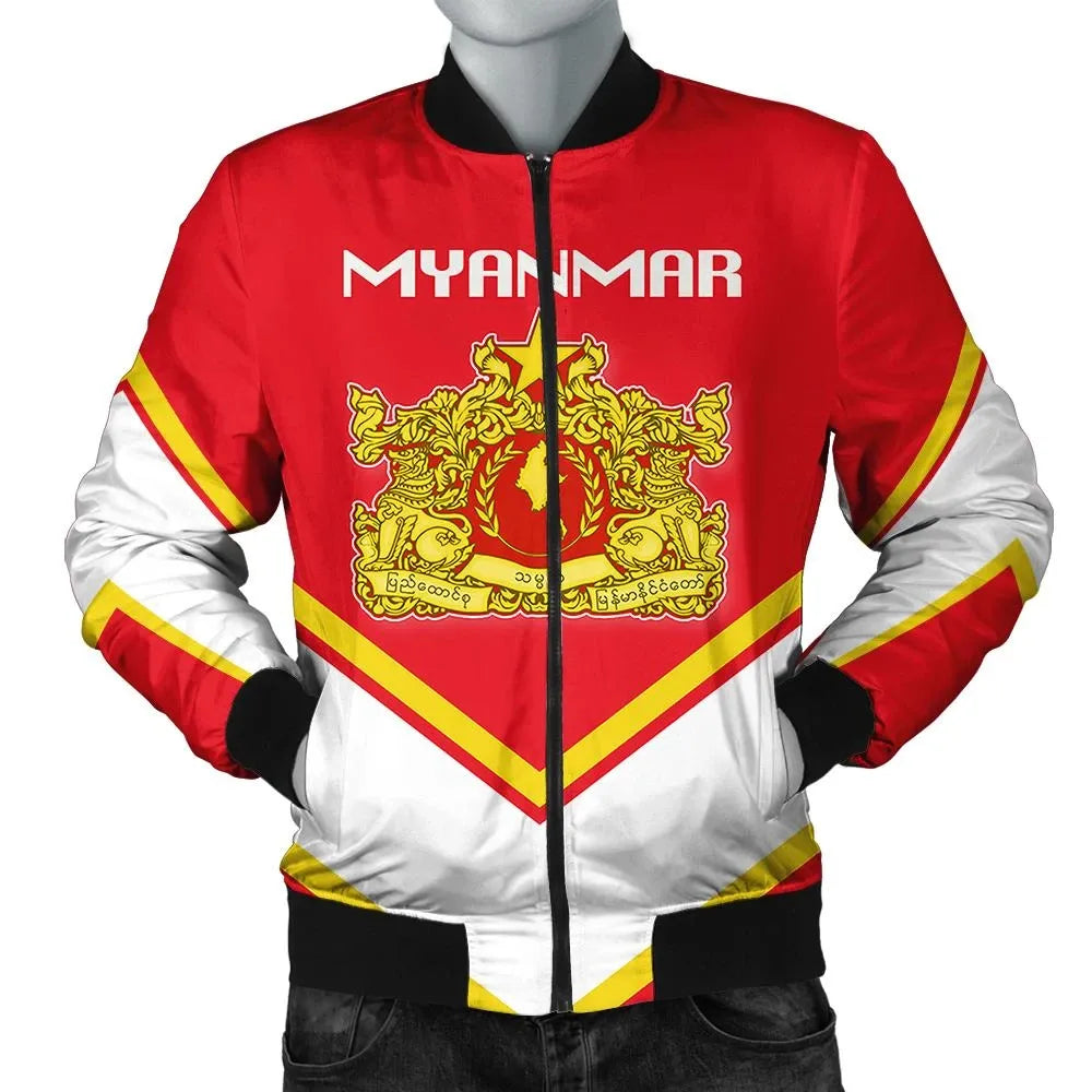 Myanmar Coat Of Arms Men Bomber Jacket Lucian Style RLT7 - Wonder Print Shop