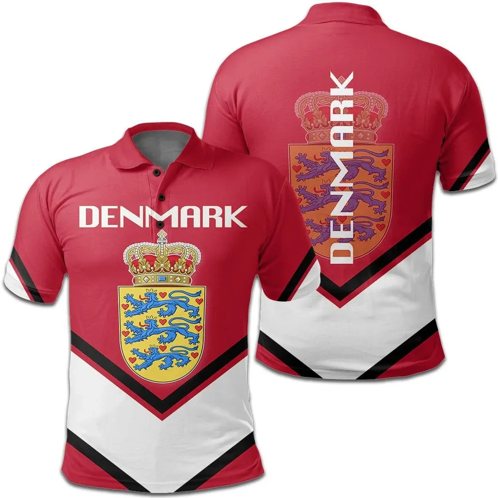 Denmark Coat Of Arms Polo Lucian Style RLT13 - Wonder Print Shop