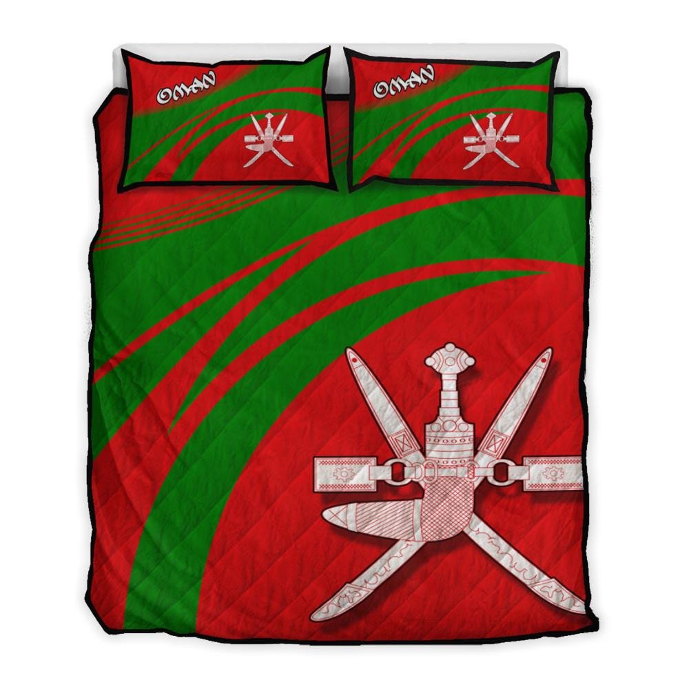 Oman Coat Of Arms Quilt Bed Set Cricket RLT13 - Wonder Print Shop