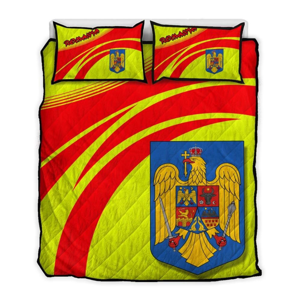 Romania Coat Of Arms Quilt Bed Set Cricket RLT13 - Wonder Print Shop