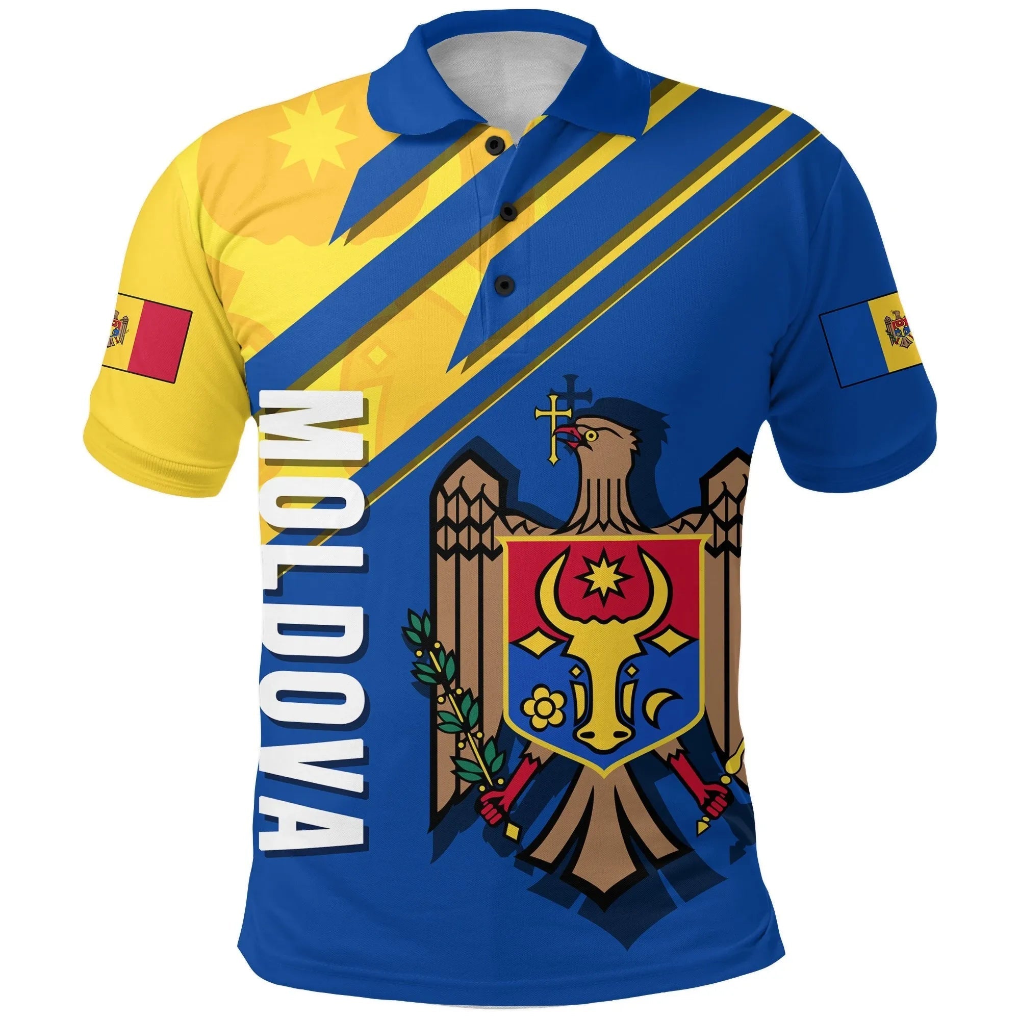 Moldova Polo Shirt, Flag and Coat Of Arms A22 RLT13 - Wonder Print Shop