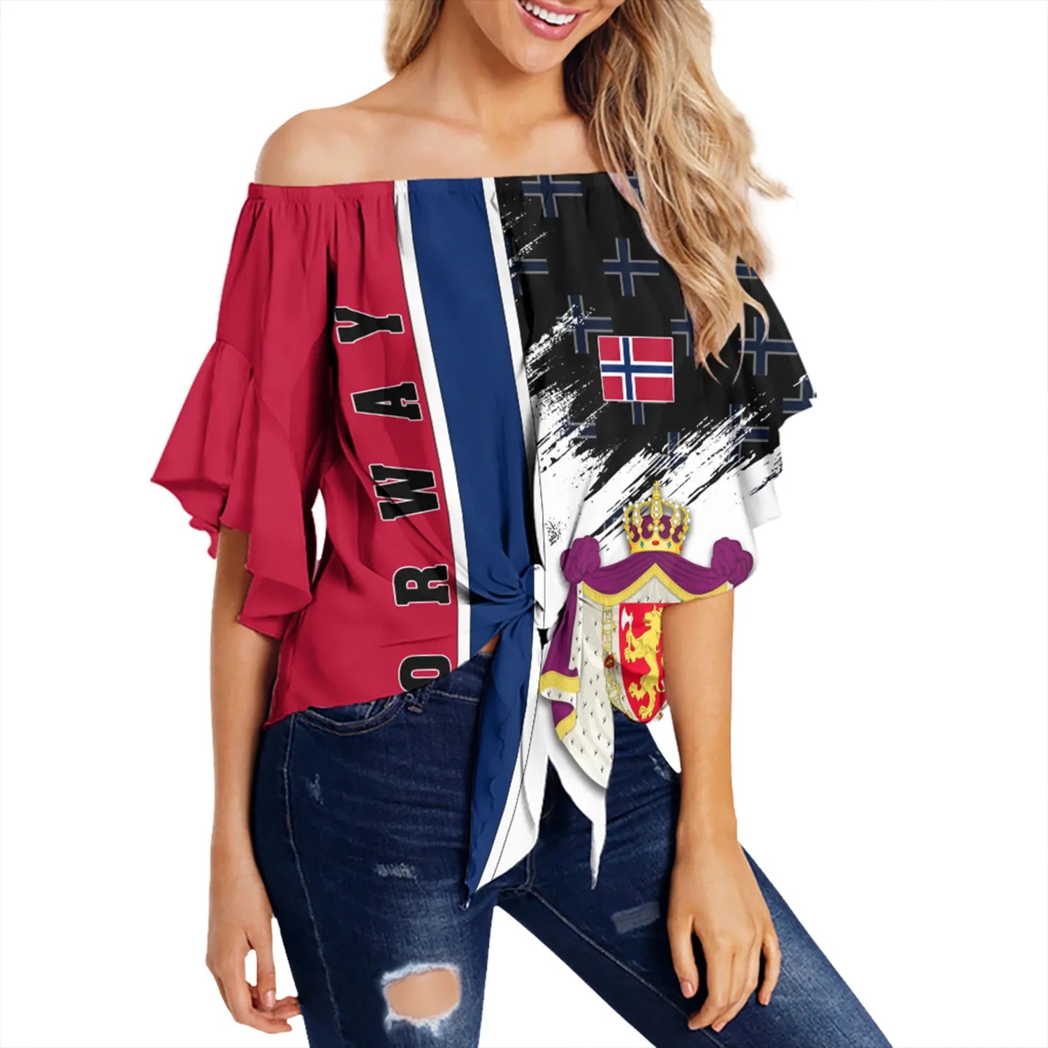 norway-coat-of-arms-off-shoulder-wrap-waist-top-flag-style