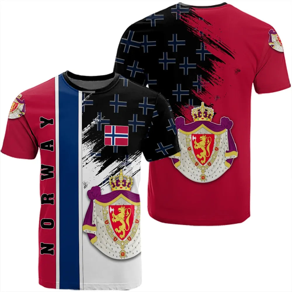 Norway Coat Of Arms T Shirt Flag Style RLT7 - Wonder Print Shop