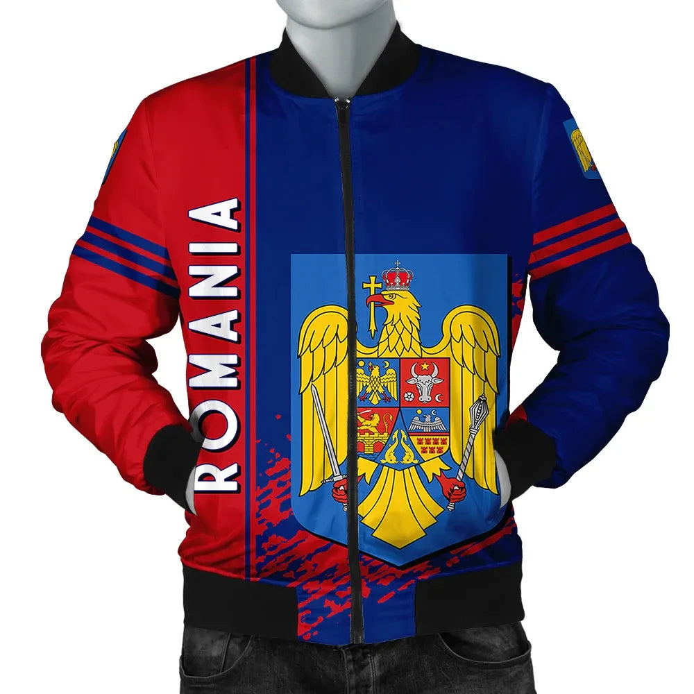 Romania Coat Of Arms Men Bomber Jacket Quarter Style RLT13 - Wonder Print Shop