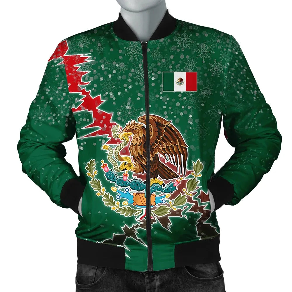 Mexico Christmas Coat Of Arms Men Bomber Jacket X Style8 RLT13 - Wonder Print Shop