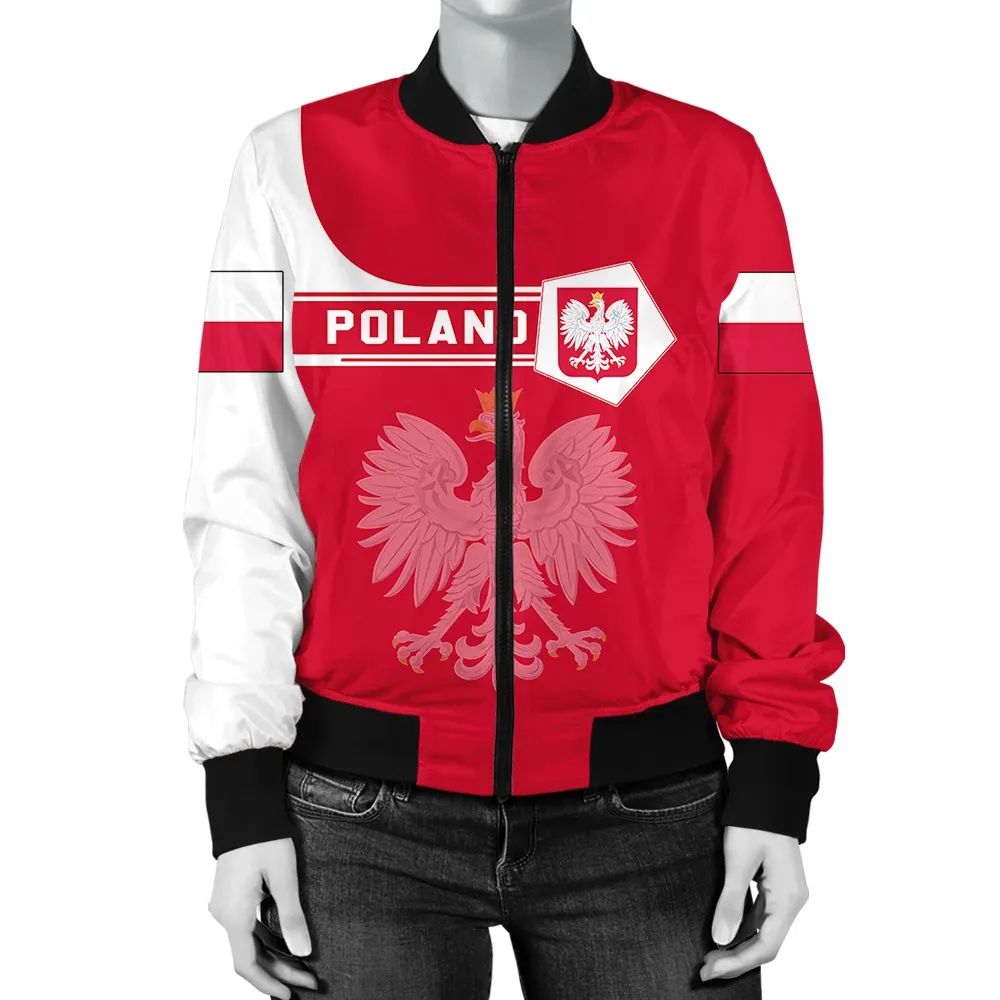 Poland Coat Of Arms Women Bomber Jacket Simple Style RLT7 - Wonder Print Shop