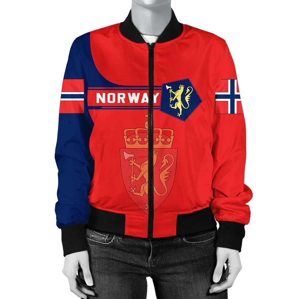 Norway Coat Of Arms Women Bomber Jacket Simple Style RLT7 - Wonder Print Shop