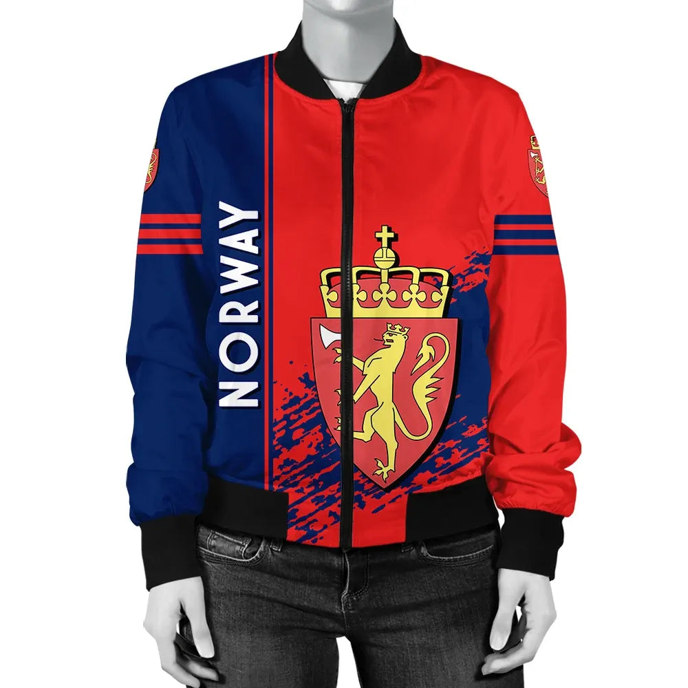 Norway Coat Of Arms Women Bomber Jacket Quarter Style RLT7 - Wonder Print Shop