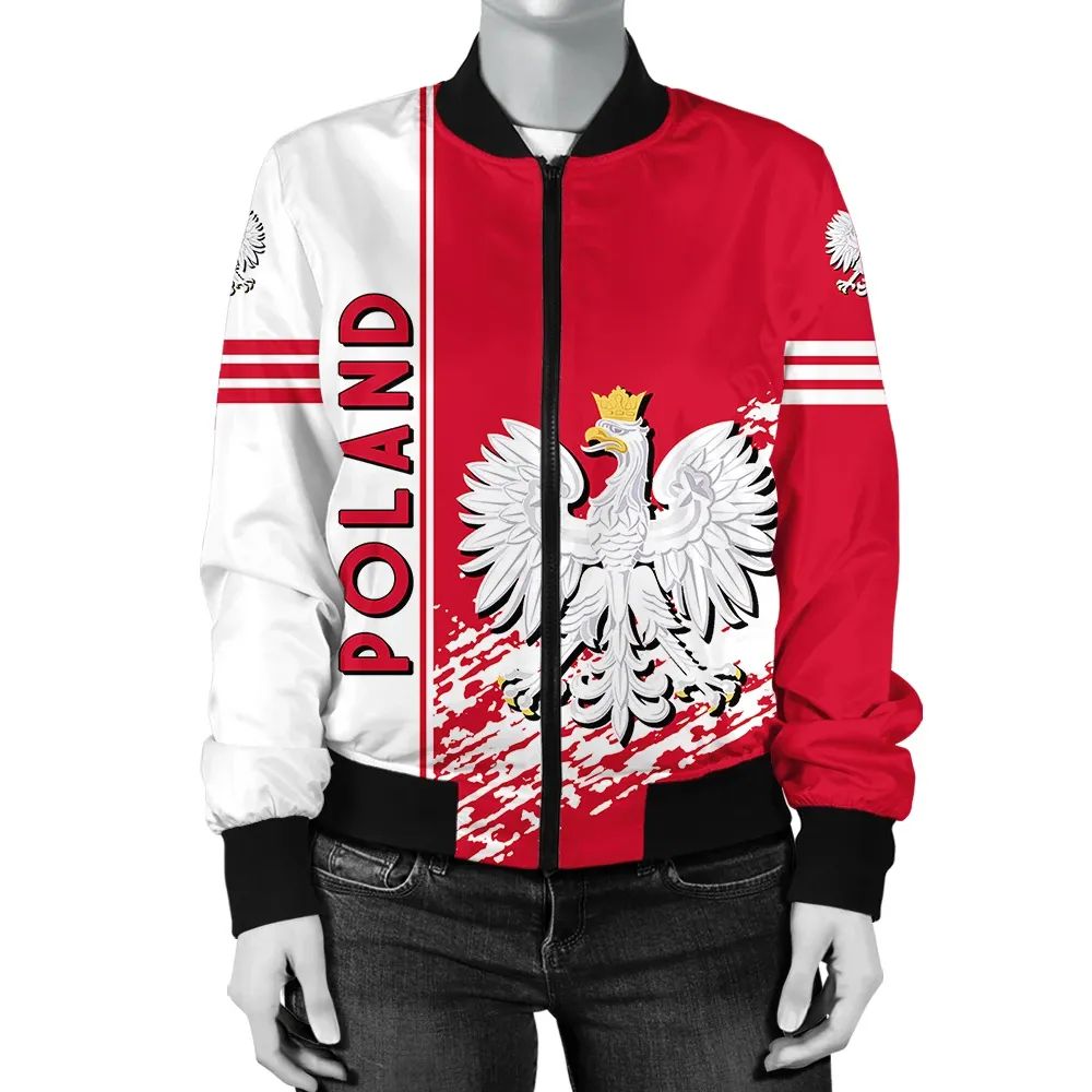 Poland Coat Of Arms Women Bomber Jacket Quarter Style RLT7 - Wonder Print Shop