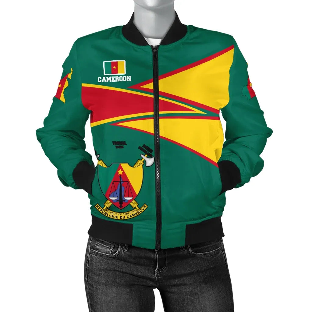 Wonder Print Shop Cameroon Bomber Jacket - Cameroon Strong Flag Women RLT7 - Wonder Print Shop