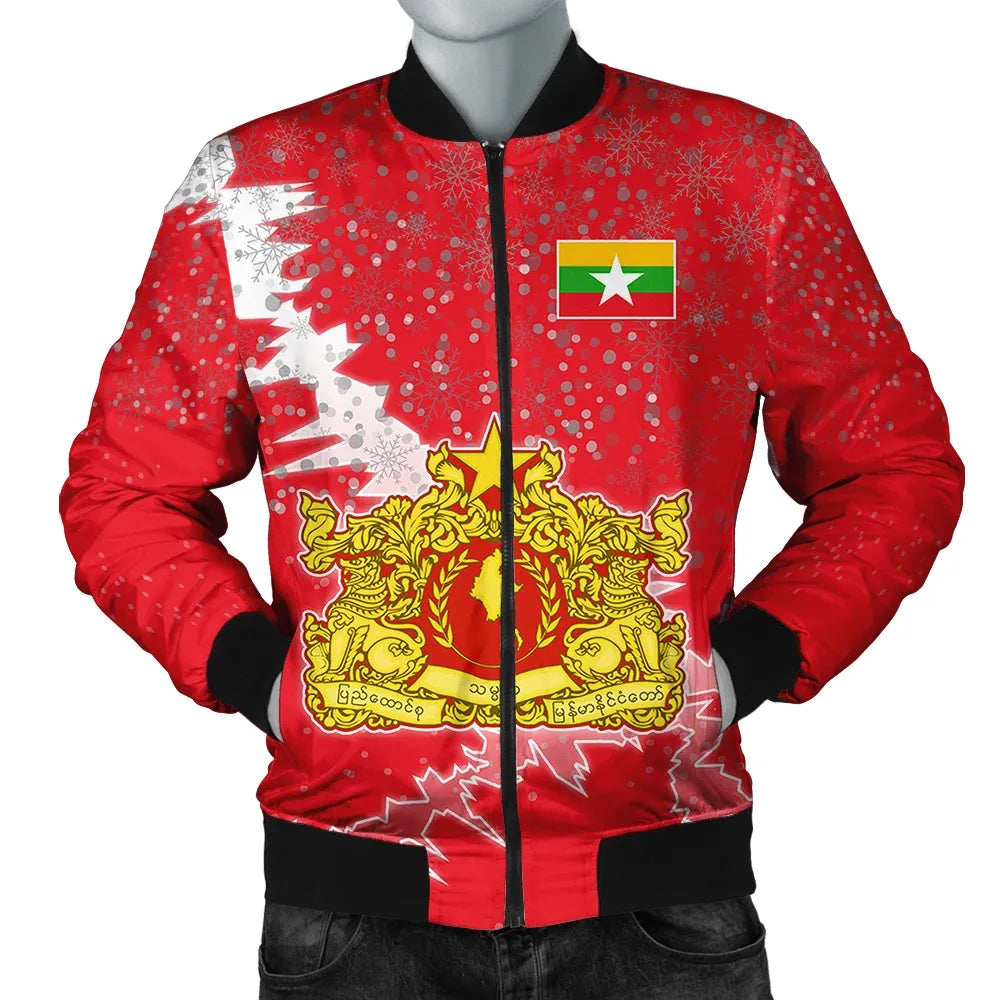 Myanmar Christmas Coat Of Arms Men Bomber Jacket X Style RLT7 - Wonder Print Shop