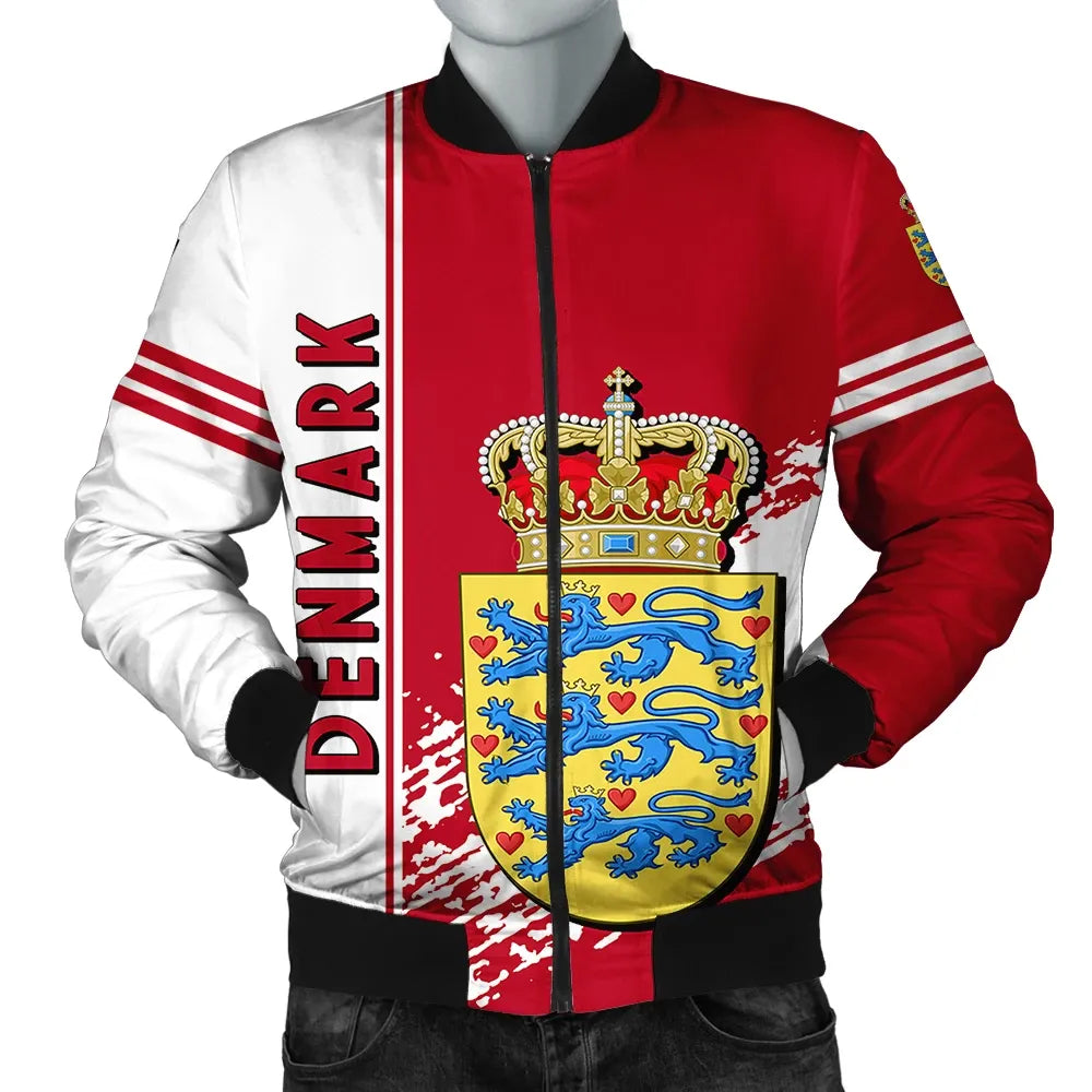 Denmark Coat Of Arms Men Bomber Jacket Quarter Style RLT13 - Wonder Print Shop