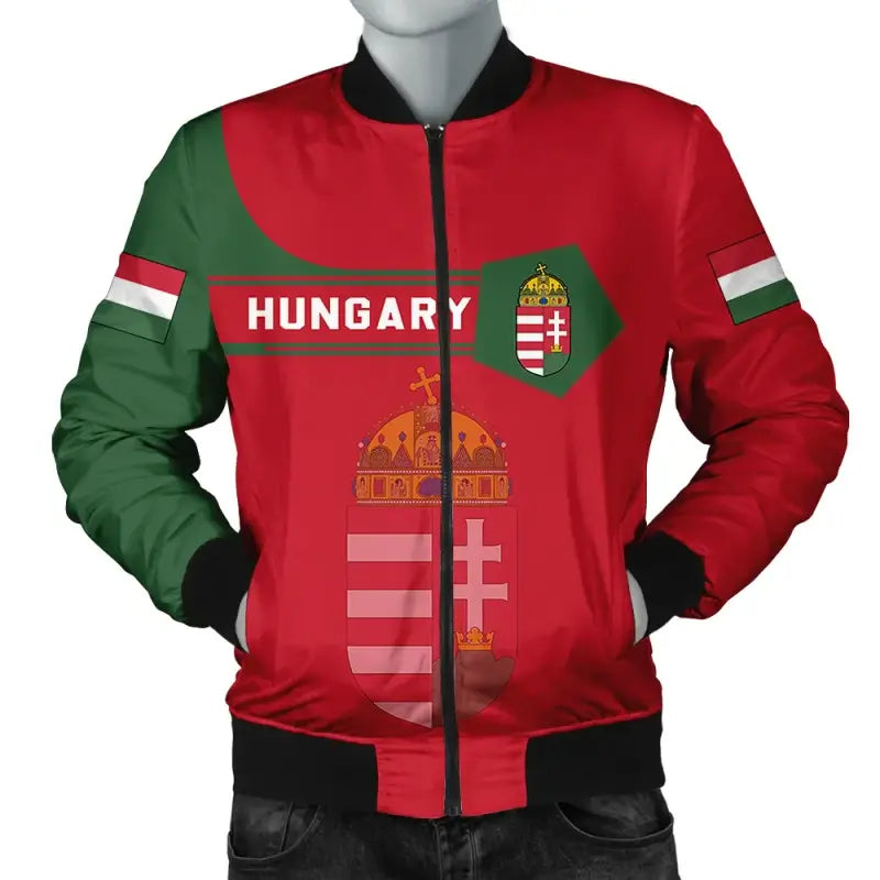 Hungary Coat Of Arms Men Bomber Jacket Simple Style RLT8 - Wonder Print Shop