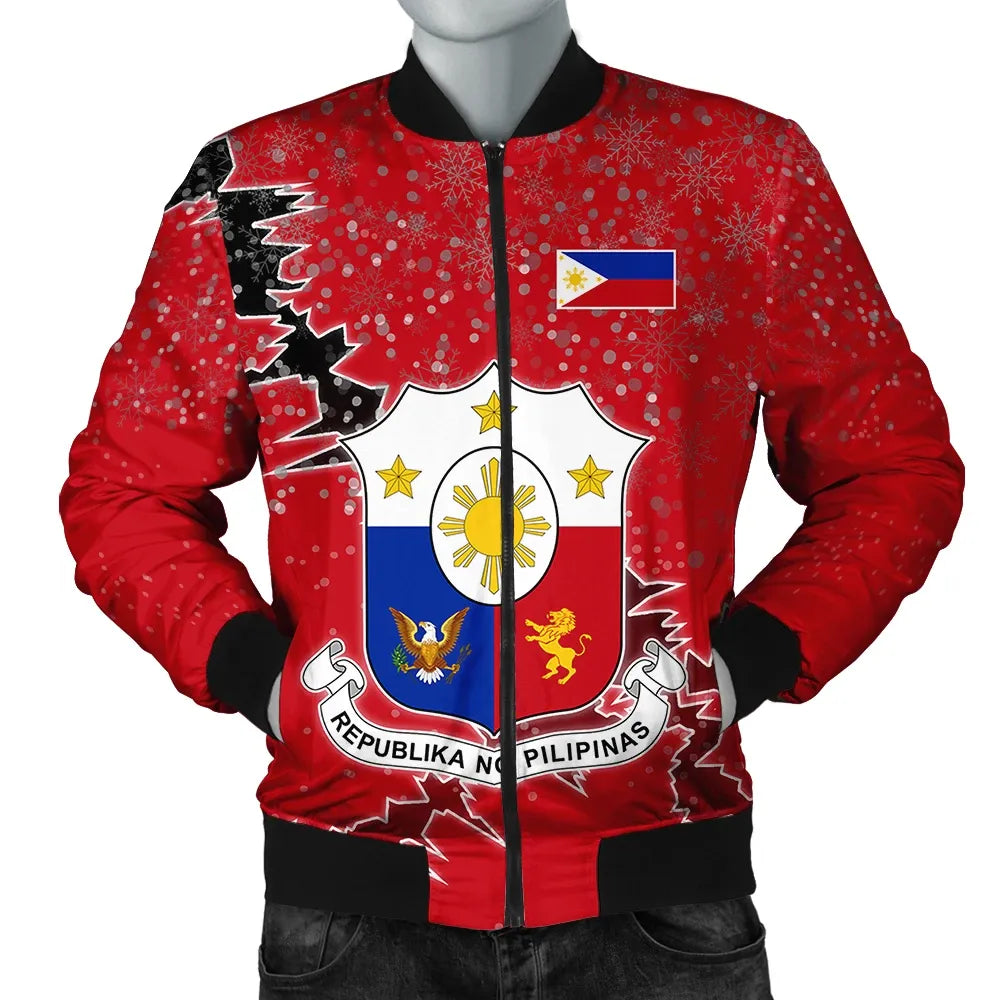 Philippines Christmas Coat Of Arms Men Bomber Jacket X Style8 RLT6 - Wonder Print Shop