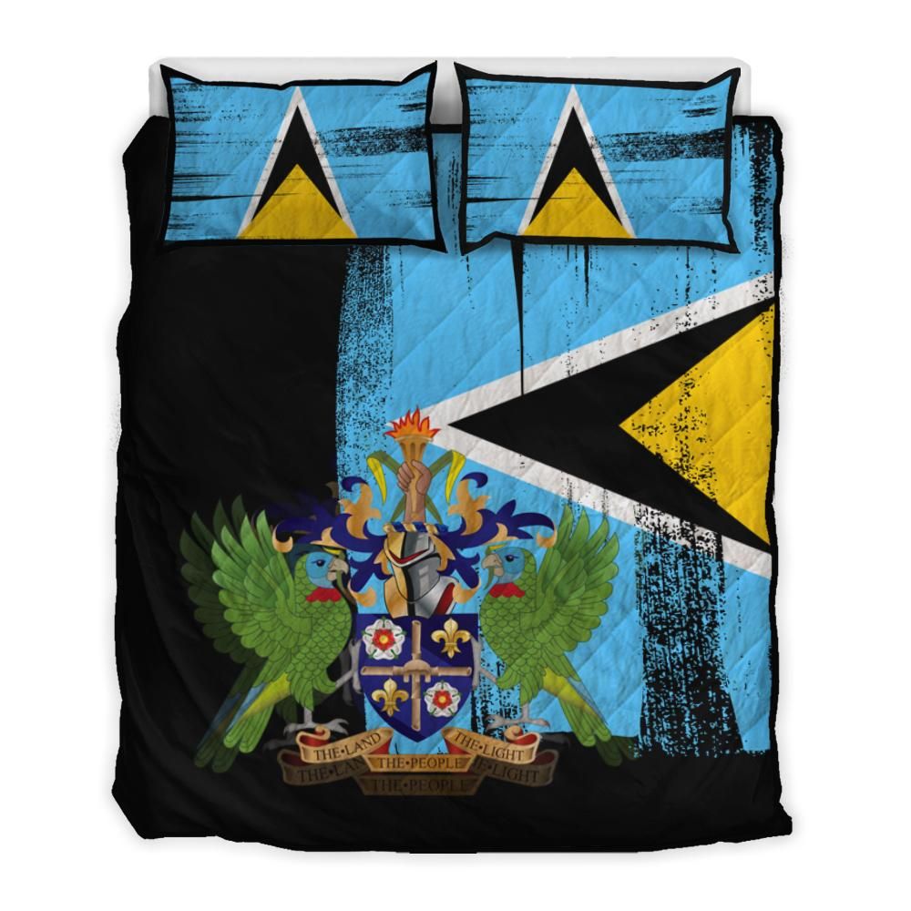 Saint Lucia Flag Quilt Bed Set Flag Style4 RLT6 - Wonder Print Shop