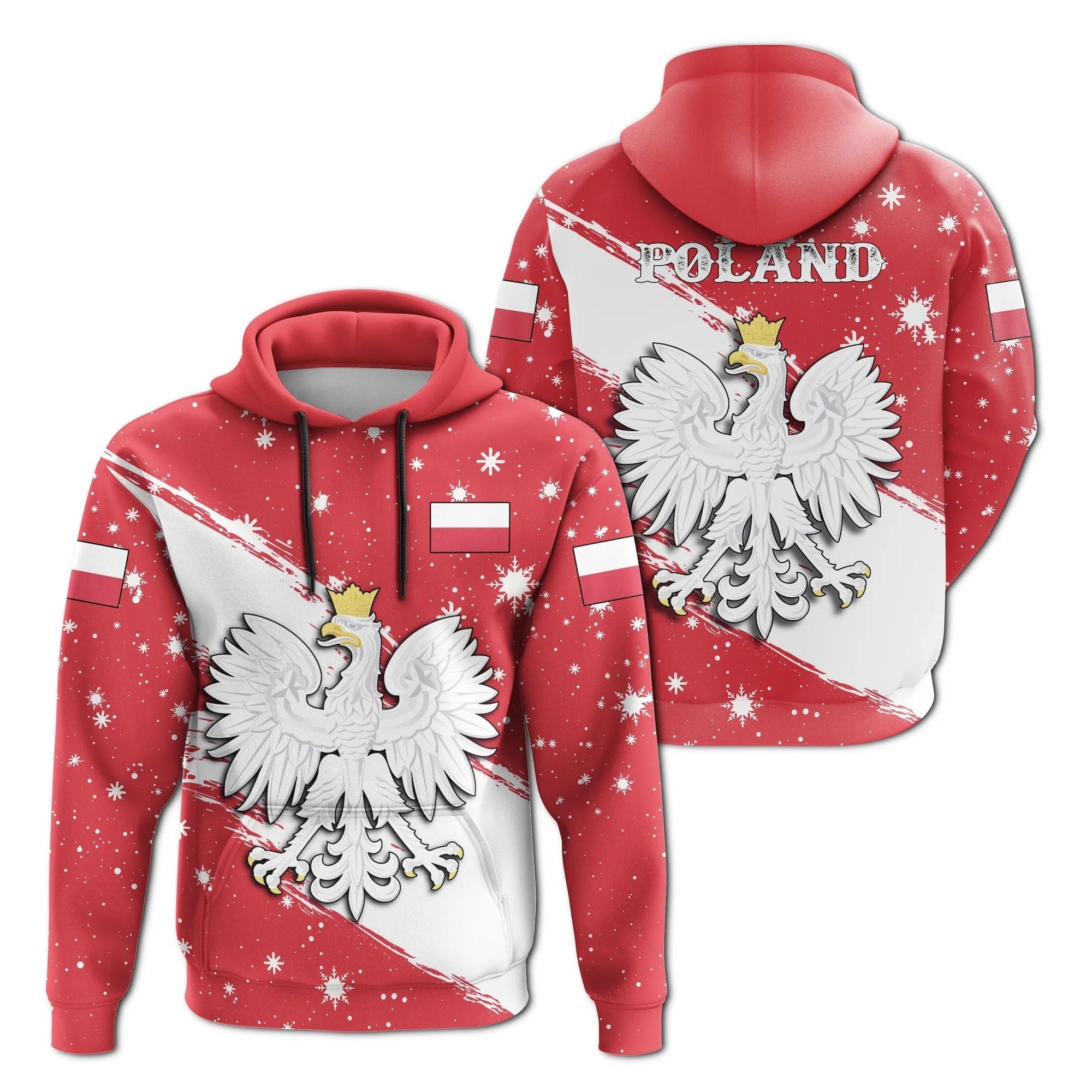 Poland Coat Of Arms Flag Brush Hoodie RLT7 - Wonder Print Shop