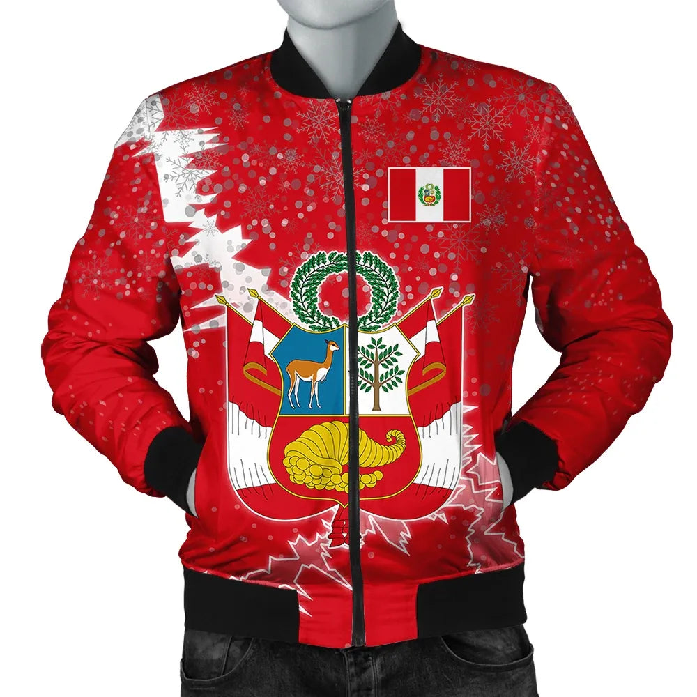 Peru Christmas Coat Of Arms Men Bomber Jacket X Style RLT7 - Wonder Print Shop