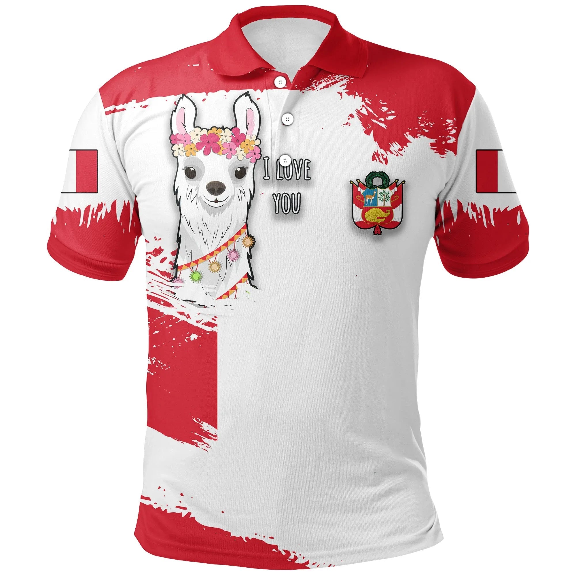 Peru Polo Shirt Peru Flag Brush RLT7 - Wonder Print Shop