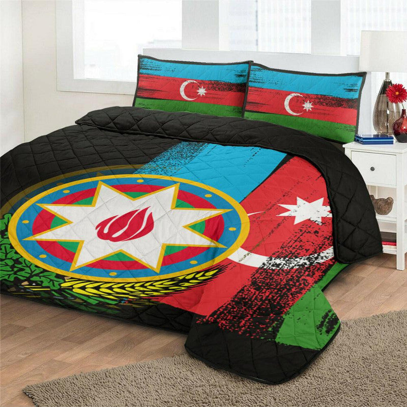 Azerbaijan Flag Quilt Bed Set Flag Style RLT8 - Wonder Print Shop