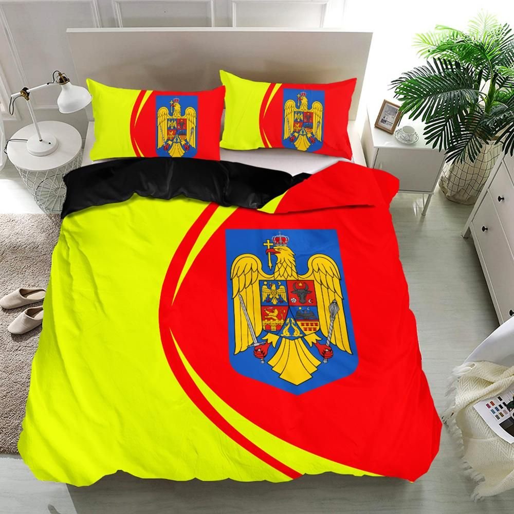 Romania Flag Coat Of Arms Bedding Set Circle RLT13 - Wonder Print Shop