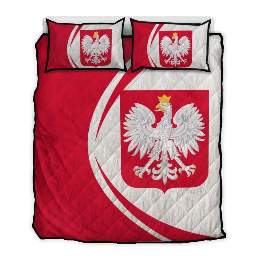 Poland Flag Coat Of Arms Quilt Bed Set Circle RLT7 - Wonder Print Shop