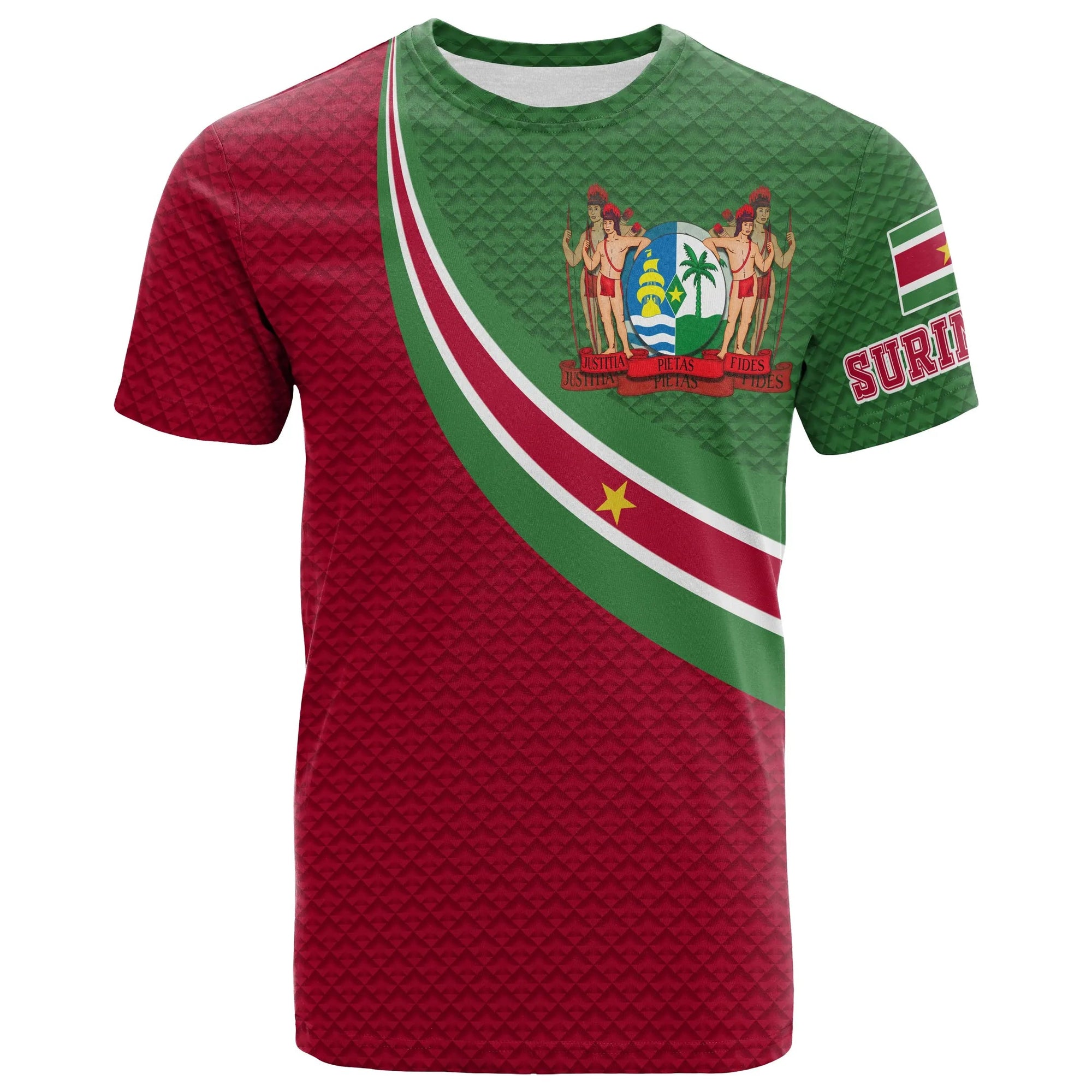 Suriname T Shirt Suriname Coat Of Arms and Flag Color RLT7 - Wonder Print Shop