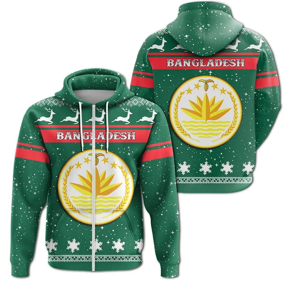 Christmas bangladesh Coat Of Arms Zip Hoodie RLT6 - Wonder Print Shop