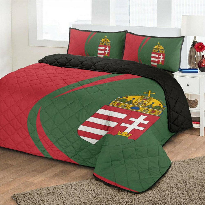 Hungary Flag Coat Of Arms Quilt Bed Set Circle RLT8 - Wonder Print Shop