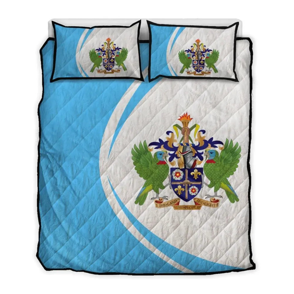 Saint Lucia Flag Coat Of Arms Quilt Bed Set Circle1 RLT6 - Wonder Print Shop