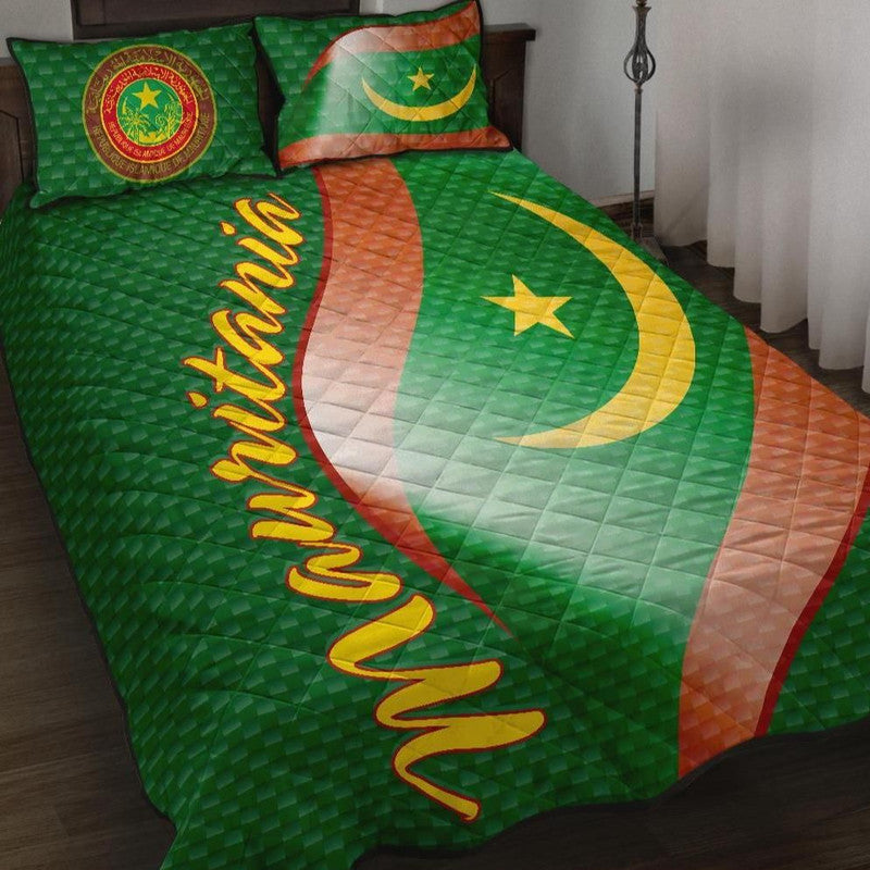 Mauritania Quilt Bed Set Mauritania Flag and Coat Of Arms RLT12 - Wonder Print Shop