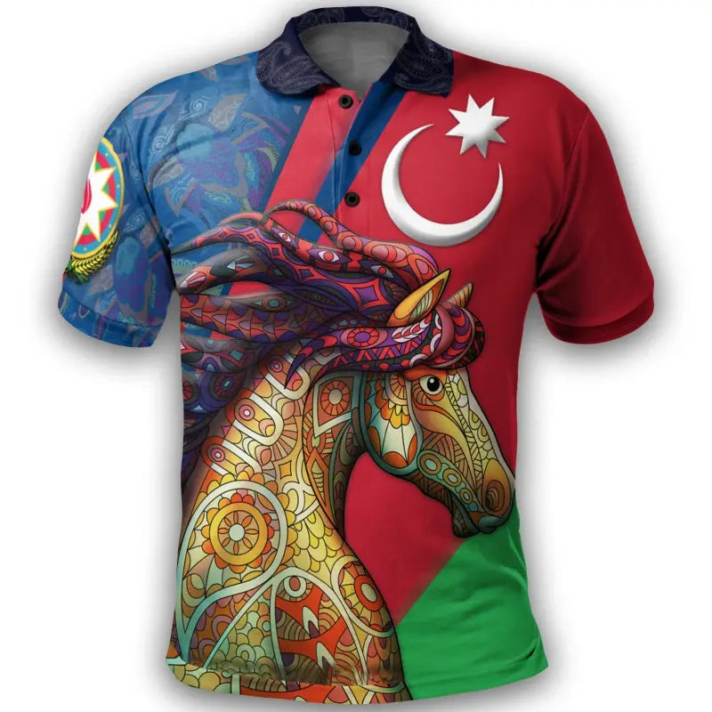 Azerbaijan Pride and Heritage Polo Shirt Happy Independence Day RLT8 - Wonder Print Shop