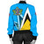 Saint Lucia Women's Bomber Jacket Flag With Coat Of Arms RLT6 - Wonder Print Shop